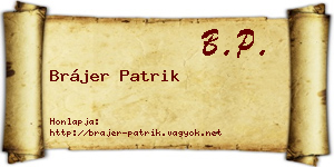 Brájer Patrik névjegykártya